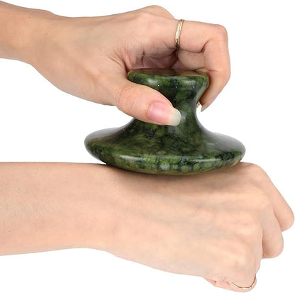 gemshan Mushroom Massage Tool,Natural Aventurine Jade Massage Stone for Relaxing Massage House SPA Heat The Cold