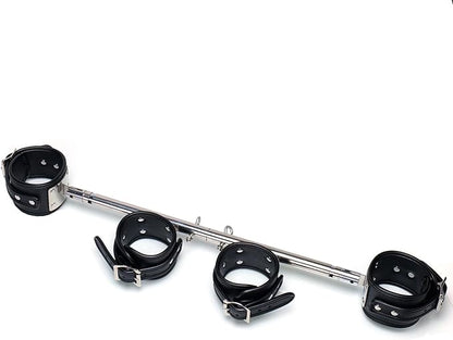 Heavy Duty Stainless Steel Expandable Spreader Bar with 4pcs PU Black--Pink Skull Pattern Detachable Adjustable Straps,Workout Bar for Home Indoor Gym Training Kit