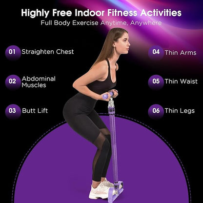2025 Upgrade Pedal Resistance Band,4-Tube Elastic Sit Up Pull Rope for Men and Women,Pedal Puller for Strength Training,Foot Resistance Rope for Physical Therapy with 5Pcs Exercise Bands