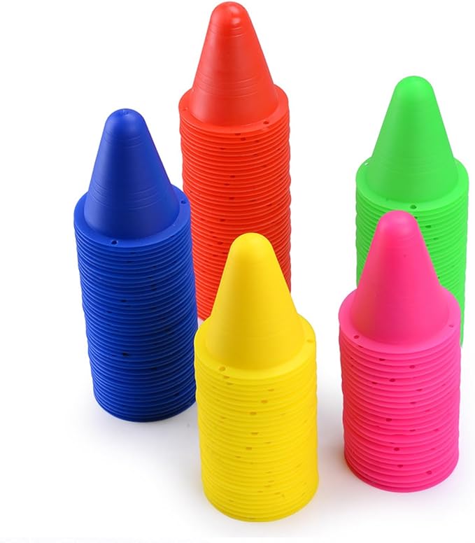30 Pack Cones Sports, Soft Plastic Agility Field Marker for Soccer, Basketball, Football - Indoor/Outdoor Skating - Training Cones for Drills and Games, 3.15 Inch Height, 6 Colors