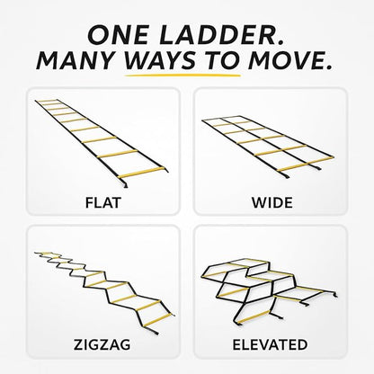 SOFTSOUL Agility Ladder 20ft 12 Rungs Premium Tangle Free Speed Training Equipment for Football Soccer Basketball Footwork Workout Drills for Kids Adults Youth Portable