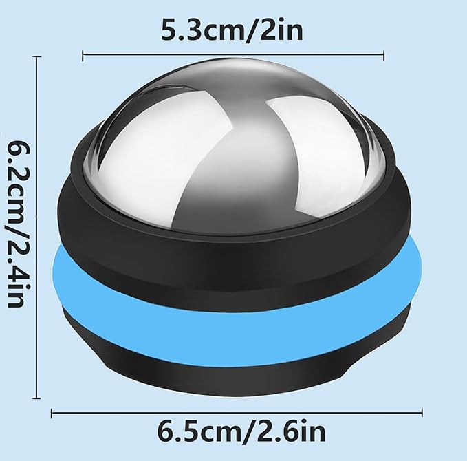 Cold Massage Roller Ball, Stainless Steel Massage Ball for Cold & Heat Therapy Relief, Roller for Muscles Deep Tissue, Free Rolling Removable Gel Ball for Pain Relief
