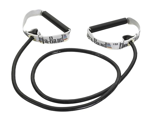 THERABAND Resistance Tubes, Professional Latex Elastic Tubing with Hard Handles, Exercise, Physical Therapy, Lower Pilates, At-Home Workouts, and Rehab, 50 Inch, Black, Special Heavy, Advanced Level 1