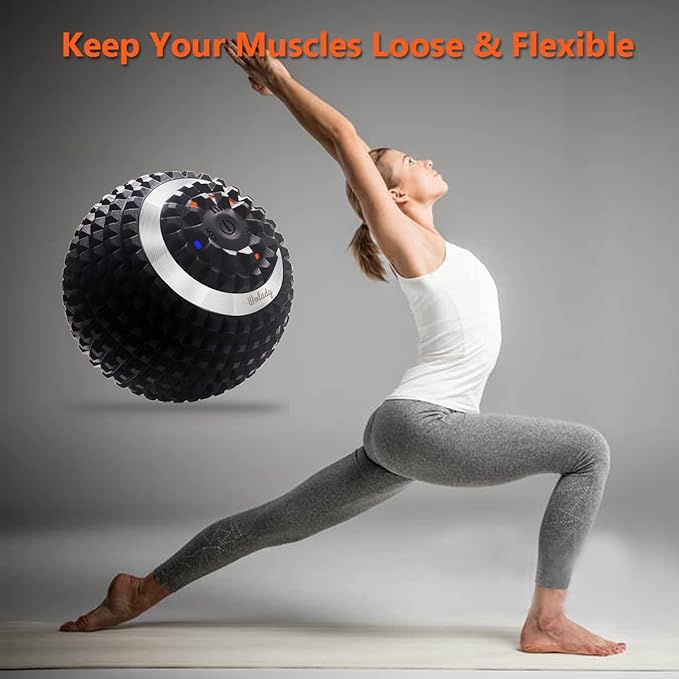 Vibrating Massage Ball 4-Speed High-Intensity Fitness Yoga Massage Roller, Relieving Muscle Tension Pain & Pressure Massaging Balls (Black)