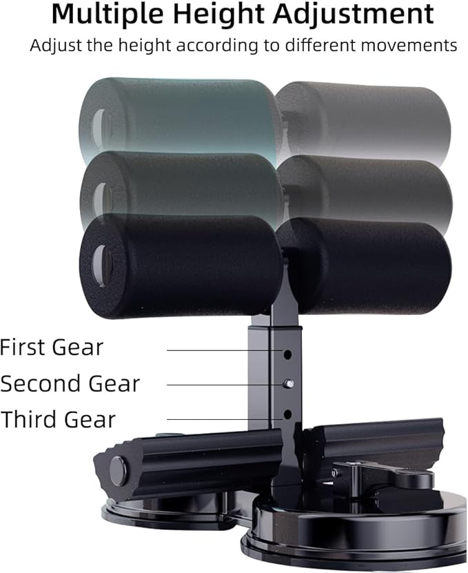 Ab Training Auxiliary Device, Multi-functional Adjustable Ab Trainer, Muscles Full Body Training for Girl and Men, Sit Up Machine, Portable Fitness Equipment for Home & Gym, with 2 Suction Cups and Resistance Band