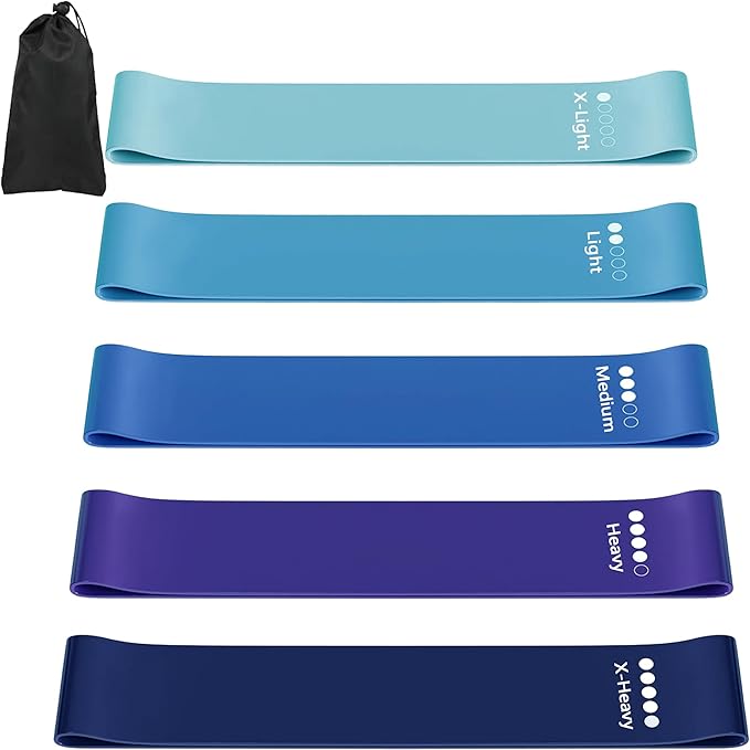 Resistance Bands for Working Out, Latex Exercise Bands Set of 5, Elastic Bands for Exercise with Workout Guide and Carry Bag, Fitness Bands for Strength Training, Yoga, Pilates, Home Workout