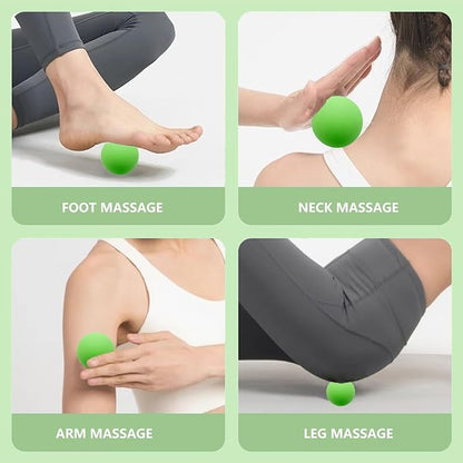 Set of 3 Massage Balls of Different Sizes, Therapy Ball for Muscle Relief and Yoga Relaxation, Massage Ball for Back,Hands and Feet (Green)