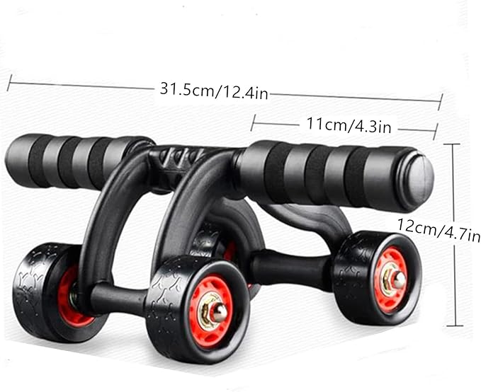 2 Pack 4-Wheel Ab Roller Abdominal Exercise Roller for Six Pack Abs, Core Workout Trainer, Stomach Exercises with Knee Mat, Sport Fitness for Men and Women