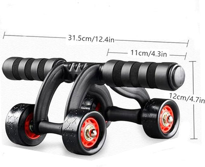 2 Pack 4-Wheel Ab Roller Abdominal Exercise Roller for Six Pack Abs, Core Workout Trainer, Stomach Exercises with Knee Mat, Sport Fitness for Men and Women