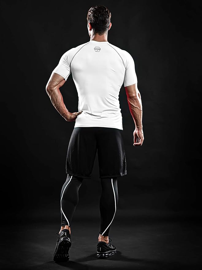 DRSKIN 3, 2 or 1 Pack Men's Compression Shirt Short Sleeve Top Baselayer Sports T-Shirt Athletic Running Active Workout