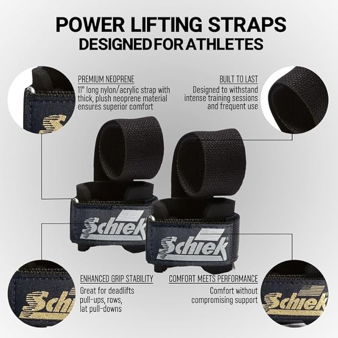 Schiek Sports 1000-PLS Deluxe Power Lifting Wrist Straps - Weight Lifting Wrist Wraps
