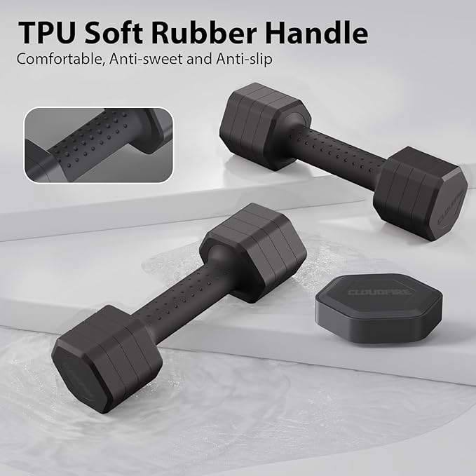 Adjustable Dumbbell Set of 2, 4 in 1 Free Weights Dumbbells Set, Hand Weights for Women at Home, 5 lb Dumbbells Set with Non-slip Comfort Handle for Home Gym Exercise Workout Training