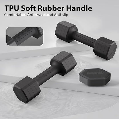 Adjustable Dumbbell Set of 2, 4 in 1 Free Weights Dumbbells Set, Hand Weights for Women at Home, 5 lb Dumbbells Set with Non-slip Comfort Handle for Home Gym Exercise Workout Training