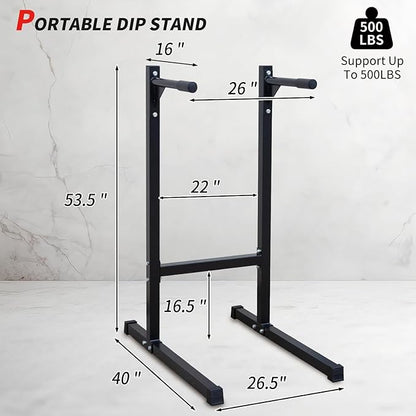 Adjustable Height Dip Bar Station, Heavy Duty Dip Station for Home Gym,Multi-function Dip Station Pull Up Bar Full Body Strength Training Workout Fitness Equipment for Tricep Dips