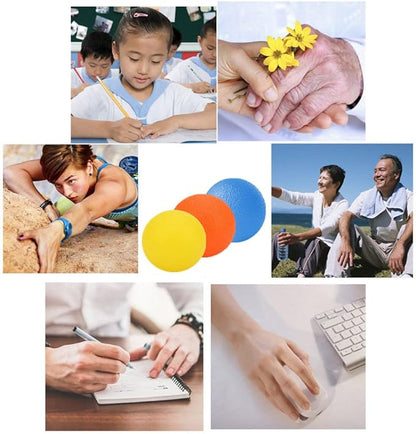 3 Resistance Levels Hand Exercise Balls, Stress Balls for Adults, Squeeze Balls for Physical Therapy, Hand Grip Strength Trainer Hand Squeezers for Strength, Wrist Forearm Finger Exerciser