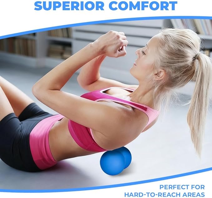KYKJEYDD Peanut Massage Ball-Double Lacrosse Ball for Deep Tissue Massage & Myofascial Release Medium Density Trigger Point Therapy Tool for Muscle Pain Relief Neck Back Feet & Spine for Yoga