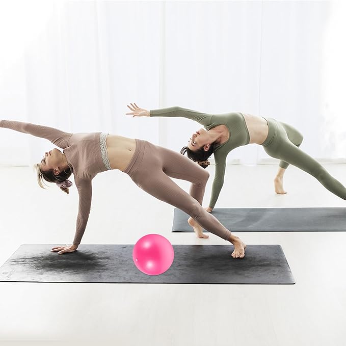 Yardwe 2pcs Mini Pilates Exercise Balls for Balance Training and Core Strength, Thickened 25cm Stability Balls for Home Gym Fitness and Physical Therapy, Purple and Pink