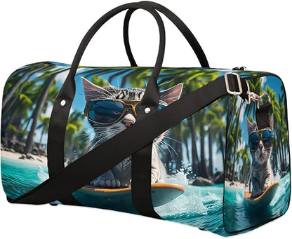 Travel Duffel Bag Fashion Cat Animals Sport Tote Gym Bag Waterproof Foldable Carryon Weekend Overnight Training Handbag Sports Duffle Bags for Women Men Boys Girls