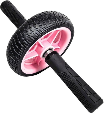Home Fitness Abdominal Exerciser with Single Wheel, Durables 500 lb Load Capacity, Ergonomic 150 mm EVA Handle, Textured Non-Slip Tire for Stable Rolling on Multiple Surfaces(pink+black)