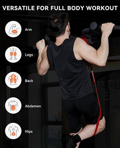 SUNPOW Pull Up Assistance Bands - Set of 5 Resistance Heavy Duty Workout Exercise Stretch Fitness Bands Assist Set for Body, Instruction Guide and Carry Bag Included