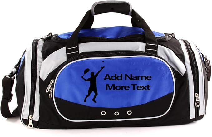 Personalized SportS Duffel Bag With Custom Name & Text - Tennis Blue