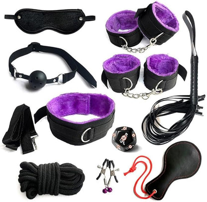 10-Piece Nylon Yoga Endurance Kit, Stylish Stretch Band, Complete Small Tools, Stamina Building, Mutual Training Home Fitness Combo (Purple)+Y15