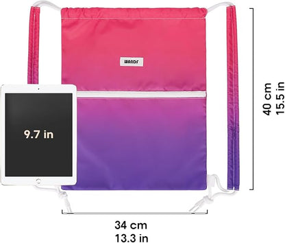 WANDF Drawstring Backpack Sports Gym Bag with Shoulder Pads Water Resistant String Bag Cinch Bag for Women Men (Rose Red)