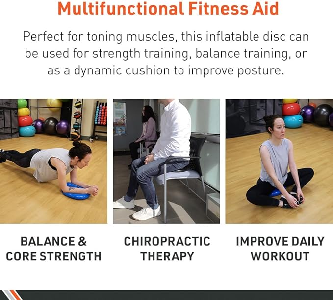 Body Sport Balance Disc - Inflatable, 13.5 in Balance Trainer - for Core Stability and Muscle Activation - Perfect for Dynamic Sitting or Standing Exercises (Black)