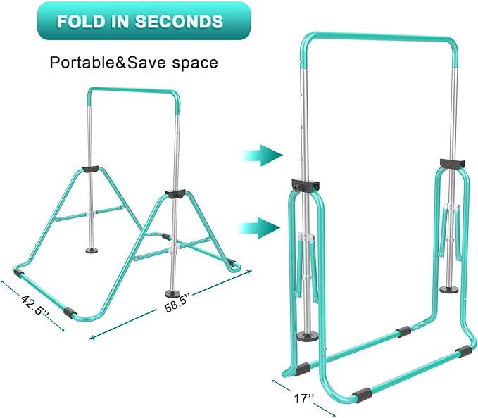 Gymnastic Bars for Kids with Adjustable Height, Folding Gymnastic Training Kip Bar, Expandable Horizontal Bar for Home
