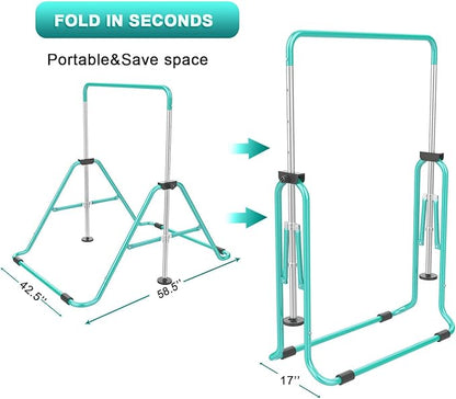Gymnastic Bars for Kids with Adjustable Height, Folding Gymnastic Training Kip Bar, Expandable Horizontal Bar for Home
