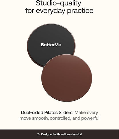 BetterMe Pilates Sliders – Dual-Sided Exercise Sliders for Core Training – Compact Workout Gliders for Home Fitness, Abs & Full Body Workouts