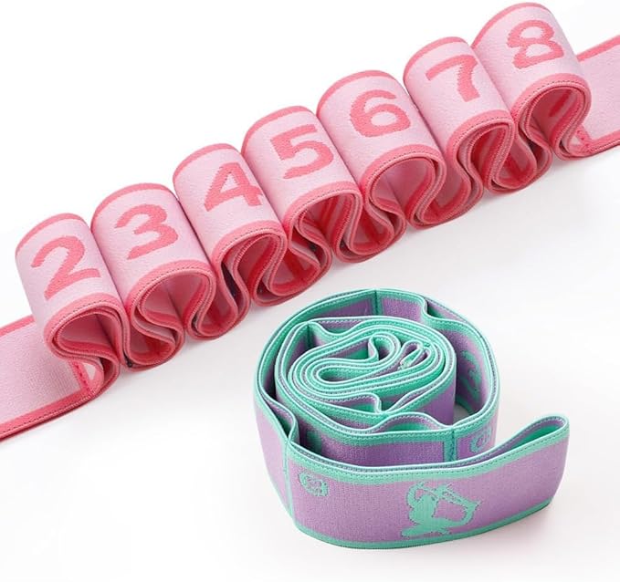 2 PCS Kids Stretching Strap - 8-Loop Adjustable Stretch Bands for Dance, Ballet, Yoga, Gymnastics Workout, Children‘s Fitness Equipment, Stretching Resistance Bands and Home Flexibility Training