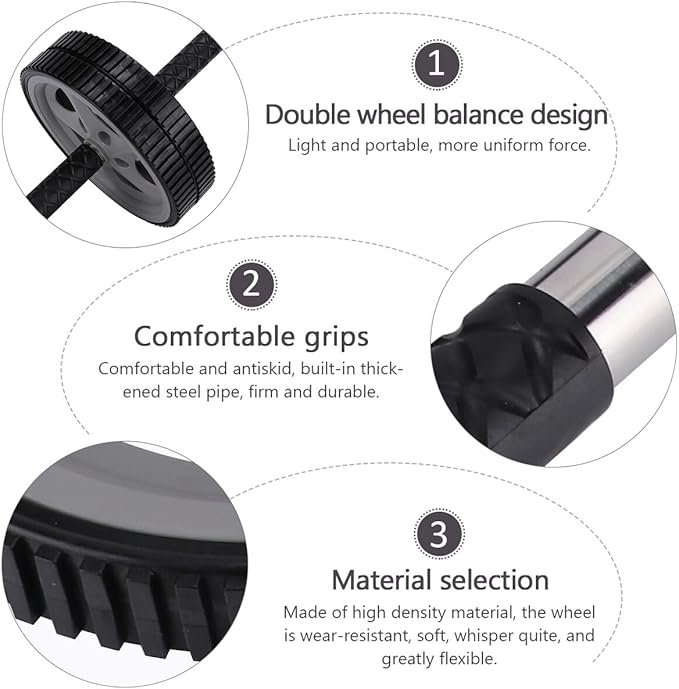 GALPADA Portable Dual Wheel Ab Roller for Home Fitness Core Strength Trainer with Ergonomic Grips Whisper-quiet Wear-resistant Wheels Suitable for Beginners and Advanced Users