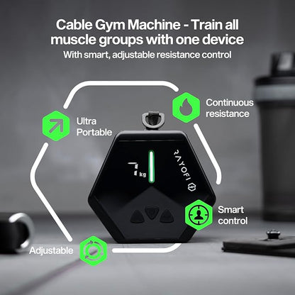GO-Tone Portable Cable Gym, 7-66LB Adjustable Resistance Band, App & Bluetooth Connection， Multifunctional Fitness Equipment, Suitable for Home & Travel