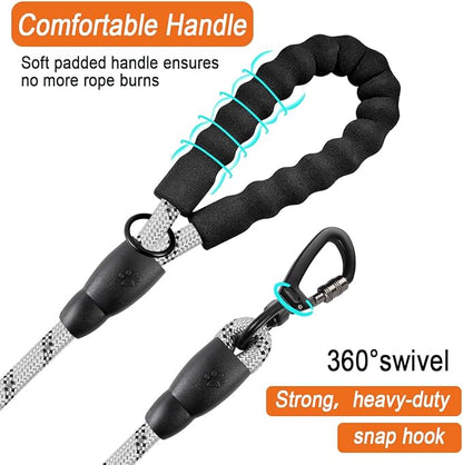 BARKBAY Dog Leashes for Large Dogs Heavy Duty Dog Leash 2 Pack 5 FT with Comfortable Padded Handle Highly Reflective Threads for Medium Large Dogs Walking Training Running (5FT-1/2,Gray+Black)