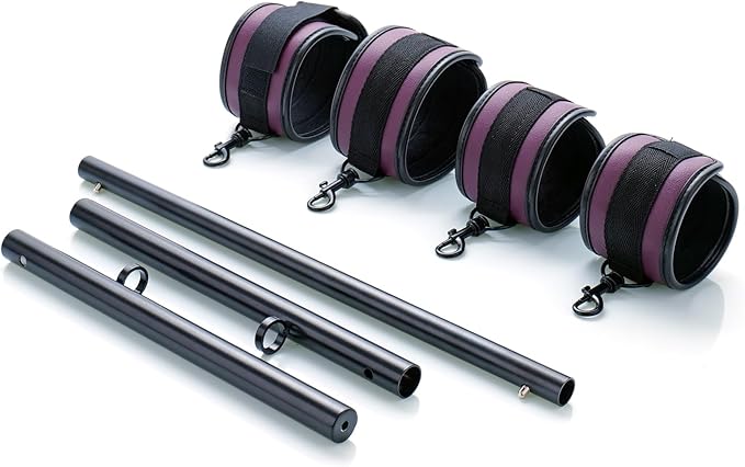 Spreader Bar Heavy Duty Stainless Steel Expandable Bar Home Gym with 4pcs Furry Crocodile Red Adjustable Strap,Sports Aid Training Pilates Aid Kit,Indoor Yoga Set