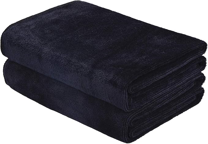 HOPESHINE Home Gyms Towel for Men Women Microfiber Gym Towels Cycling Workout Sweat Towel Set Quick Dry Exercise Sports Travel Towel Fast Drying 2-Pack (Black x2)