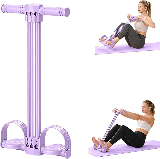 Pedal Resistance Bands with Handles,Yoga Pedal Puller,Home Gym Workout Equipment, Upgrade 6-Tube Natural Rubber Foot Pedal Resistance Band for Stretching Workout, Abdomen Arms Legs Training