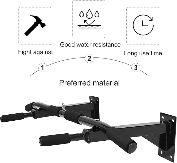Adjustable Wall-mounted Pull up Bar for Home Gym Heavy Duty Steel Chin up Bar Upper Body Workout for Strength Training