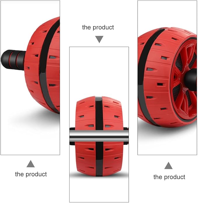 Ab Roller Wheel with Knee Pad Red Abdominal Muscle Trainer Wheel for Core Strength Exercise Suitable for Home Gym and Workout