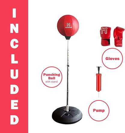 Punching Bag with Stand for Kickboxing, MMA & Reflex Training – Freestanding Heavy Bag Boxing Set with Speed Bag & Gloves – Adjustable Height for Adults & Teens – Great for Cardio