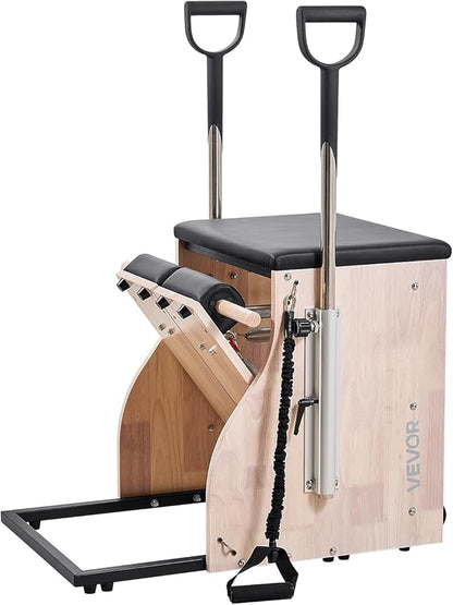 VEVOR Pilates Reformer Accessories for Home Gym, Include Reformer Box/Chair/Spine Corrector/Wall Mounted Machine/Jump Board/Foldable & Dual Resistance Springs