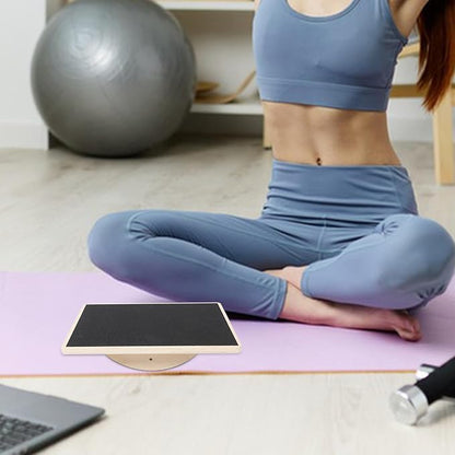 PRETYZOOM Solid Wood Stability Board for Adults Non-slip Yoga Exercise Trainer Coordination Fitness Wobble Board Home Workout Core Training
