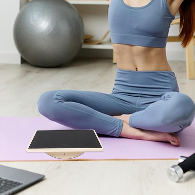 Lurrose Solid Board Anti-slip Adult Fitness Trainer Coordination Wobble Board for Home Workout Sensory Exercise Equipment