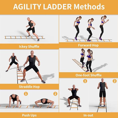 Agility Ladder Speed Training Equipment/Speed Ladders for Football, Soccer & Other Sports - 20 Feet Length 12 Adjustable Rungs