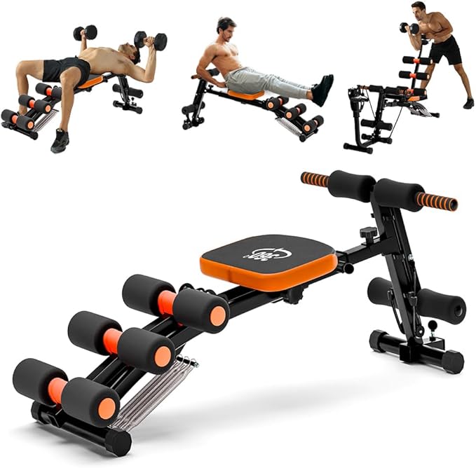 All-in-One Abdominal Workout Bench,Ab Crunch Machine and Home Gym Equipment - Thick Padding, 41.34 Inch Compact Foldable Bench for Push-Ups or Curls in Small Spaces