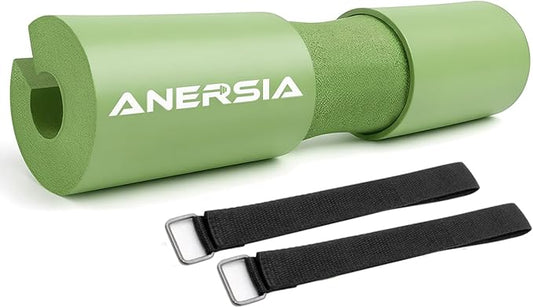 Barbell Pad for Squats & Hip Thrusts – 1.2” Extra-Thick High-Density Foam – Non-Slip Neck & Shoulder Support Cushion – Fits Olympic & Standard Bars – Quick On/Off Design + 2 Securing Straps