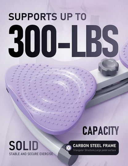 Waist Twister Machine for Body Toning, Fat Burning, Supports 300 lbs, Noiseless, Anti-Slip, Compact Portable for Home, Gym, Apartment, Office