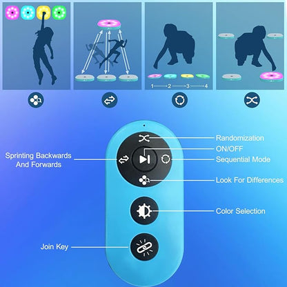 Agility Training Lights, Reaction Training Light Platform with 4 Modes and 4 Light Colors, Portable Agile Speed Reaction Equipment with Remote Control for Athletes, Trainers (4)