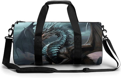 Sports Gym Bag for Women Men Travel Duffel Bag Cool Dragon Weekender Bag Canvas Carry on Overnight Bag for Travel Swimming Fitness Workout Sports Duffle Bag, 17.7in/9in/9in, style